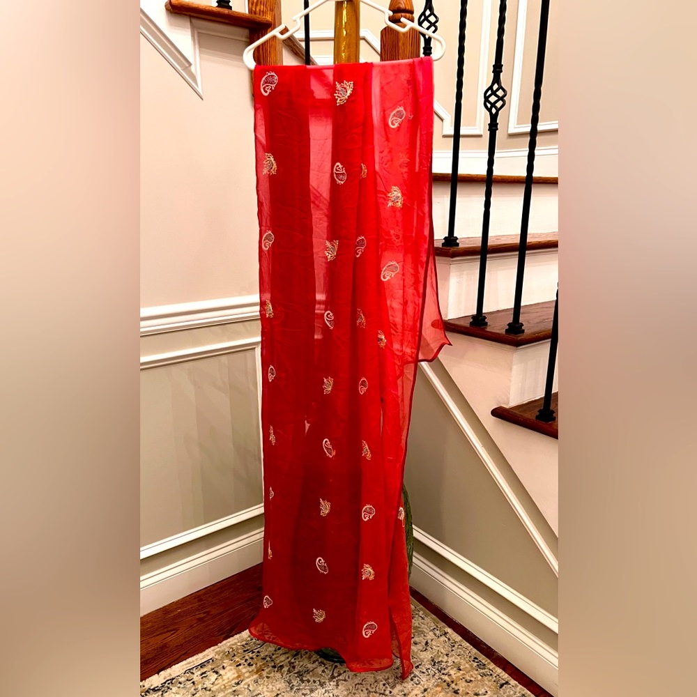 Chiffon doupata scarf embroidery Indian Pakistani wear